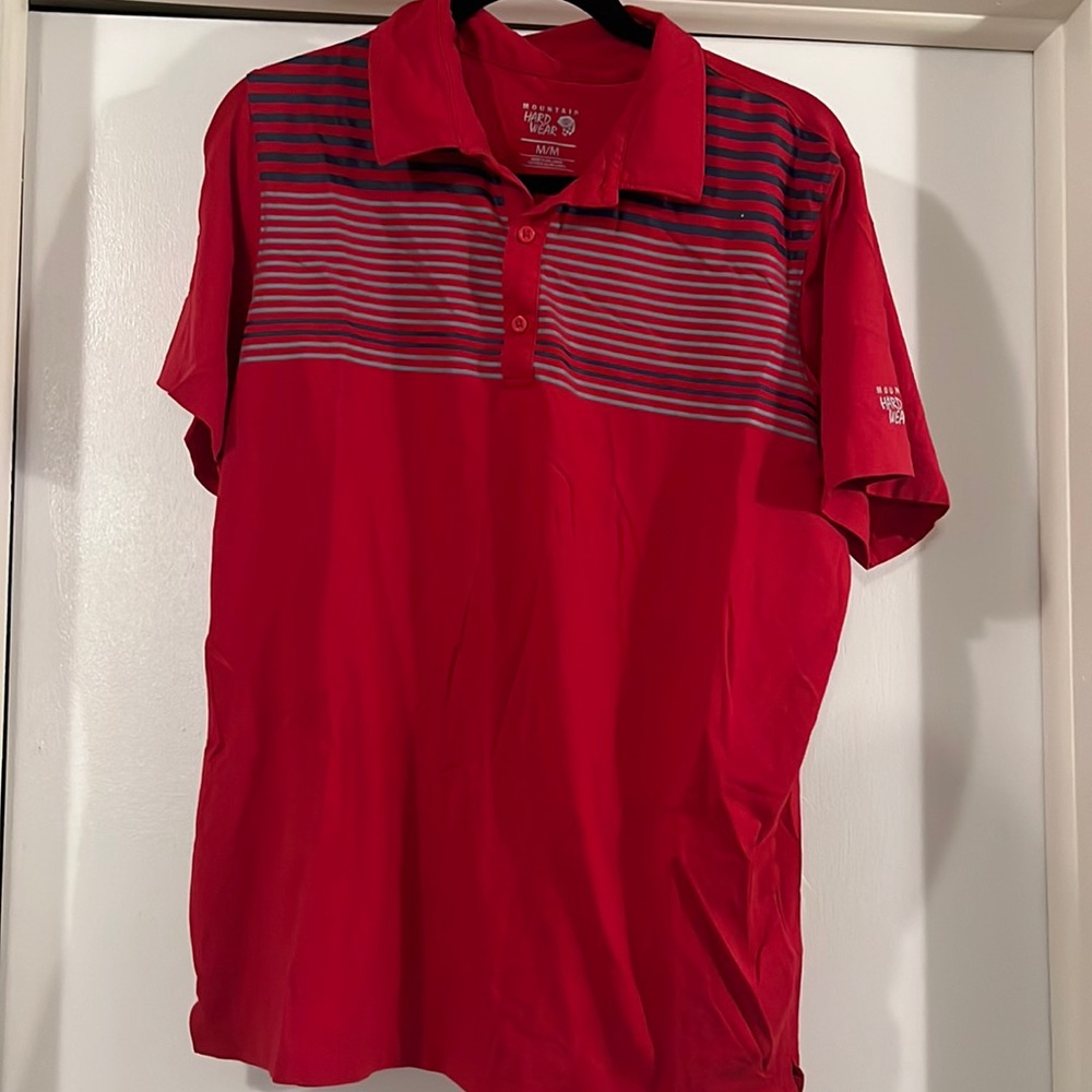 Mountain Hardware Polo Red with Stripes